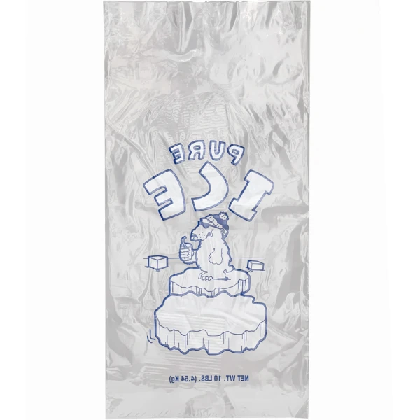 10 lb Plain Top Ice Bag PURE ICE Back Back of 10 lb. Plastic Ice Bag - PURE ICE Polar Bear