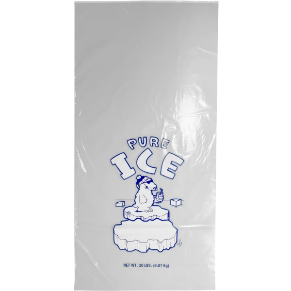 20 lb Plain Top Ice Bag 20 Pound Plain Top PURE ICE ice bag - Polar Bear