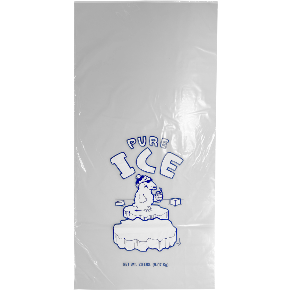 20 Pound Plain Top PURE ICE ice bag - Polar Bear