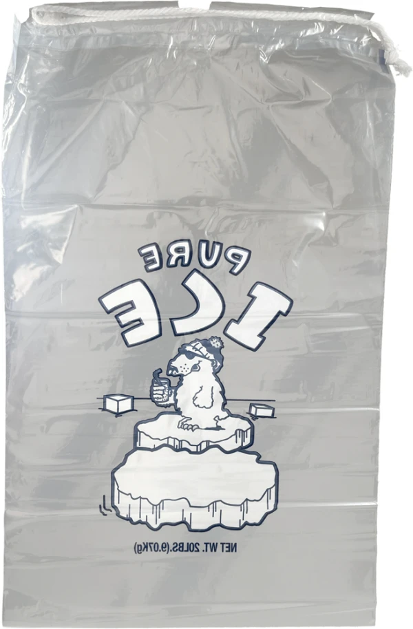 20 lb Pure Ice Icebags with Drawstring Back 20 lb Pure Ice Icebags with Drawstring Back