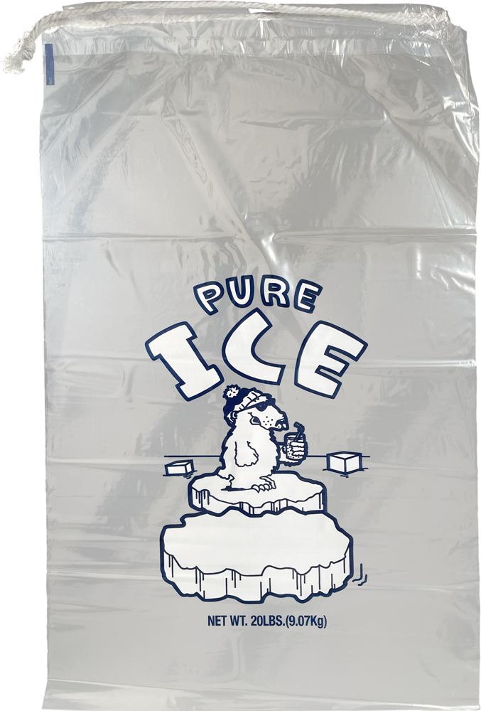 20 lb Pure Ice Icebags with Drawstring Front