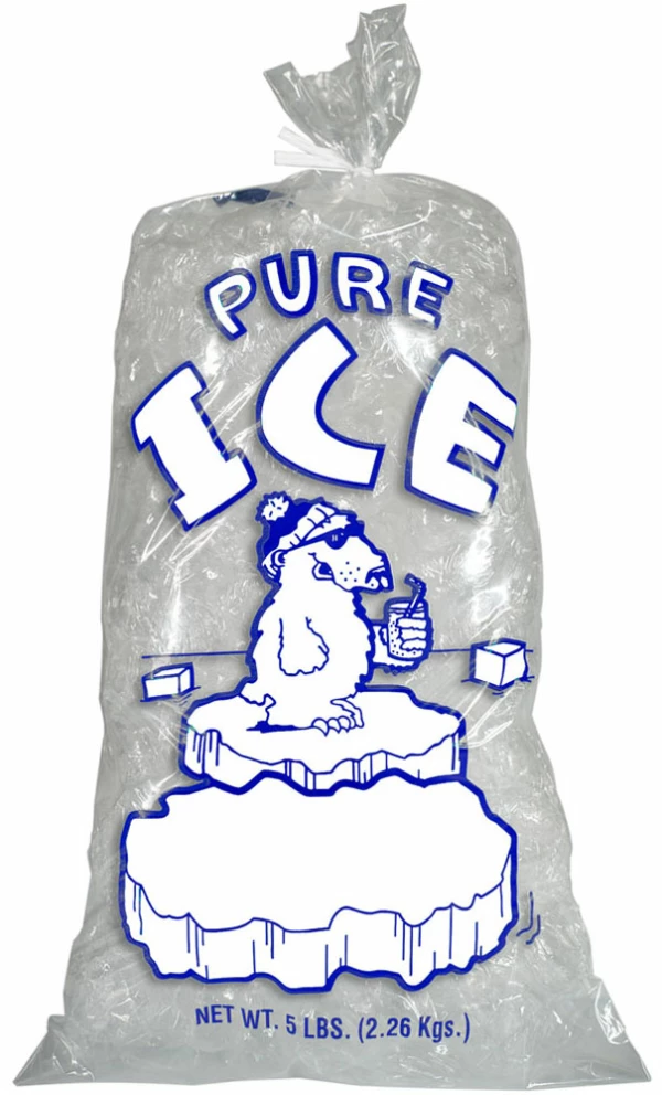 5 lb Plain Top Pure Ice Plastic Ice Bag Polar Bear