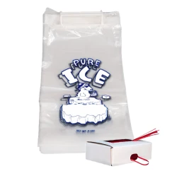 8 lb Plastic Wicket Ice Bags "PURE ICE"