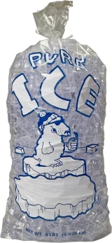8 lb Ice Bags with Plastic Wicket PURE ICE Cube