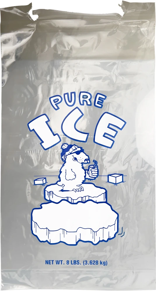 8 lb Plastic Wicket Ice Bags PURE ICE off Wicket 8 lb Ice Bags with Plastic Wicket PURE ICE off Wicket