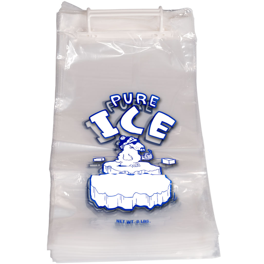 Plastic Wicket Ice Bags 8 lb Print PURE ICE