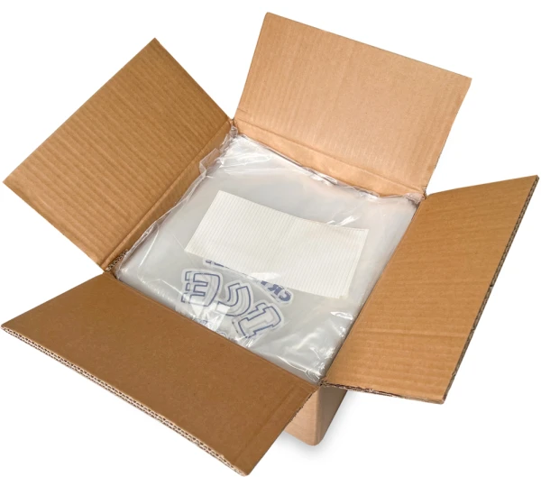 Case of 8 lb. Plastic Ice Bags and Ties - CRYSTAL ICE Dog Print