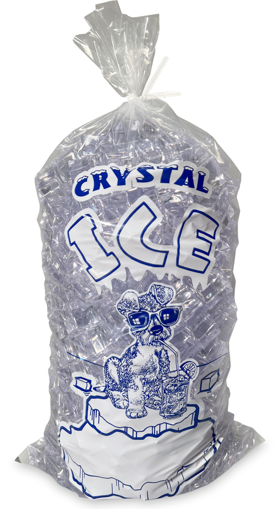 8 lb Open Top Ice Bags Crystal Ice Bags 8 lb. Plastic Ice Bags and Ties - CRYSTAL ICE Dog Print