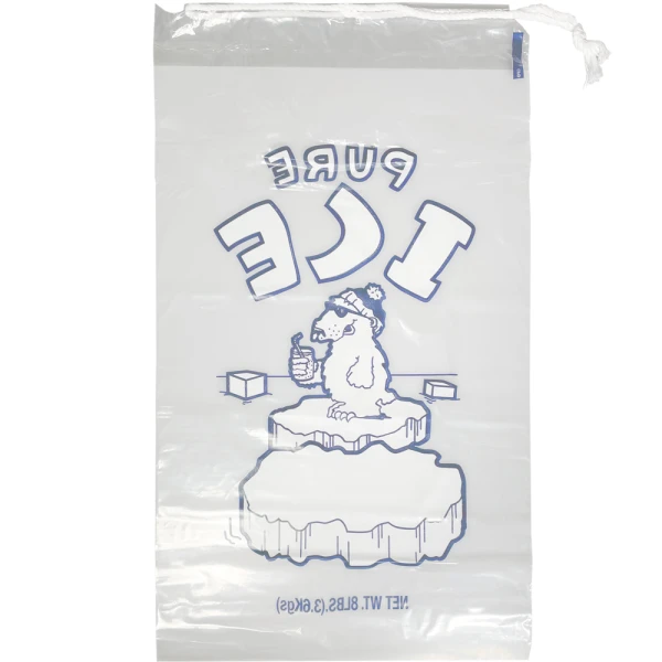 8 lb Pure Ice Drawstring Ice Bag Back Back of 8 lb. Pure Ice Drawstring Ice Bags