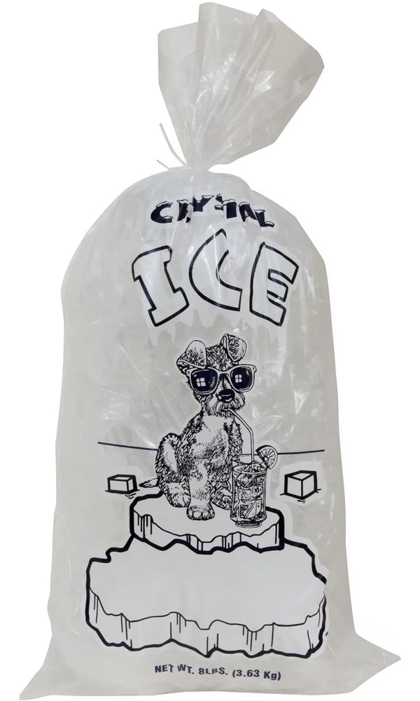 8 lb Plain Top Crystal Ice Plastic Ice Bag Dog