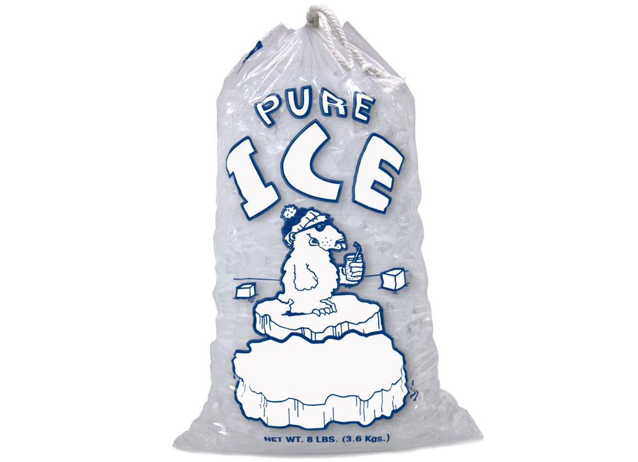 8 lb Drawstring Pure Ice Polar Bear Ice Bag