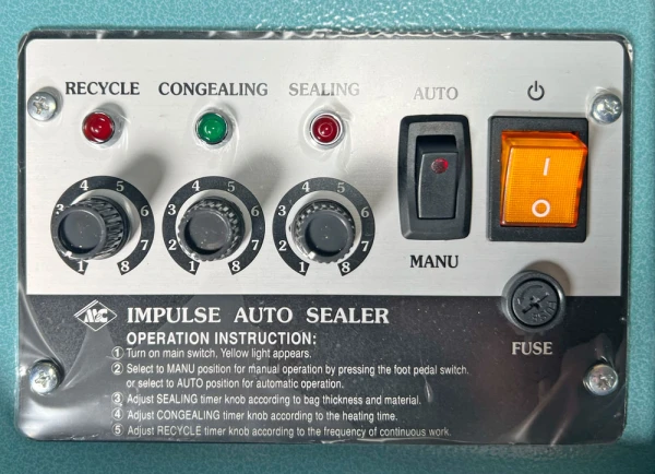 12 Inch 5mm Double Impulse Automatic Sealer 12 in. 5mm Automatic Double Impulse Sealer Control Panel