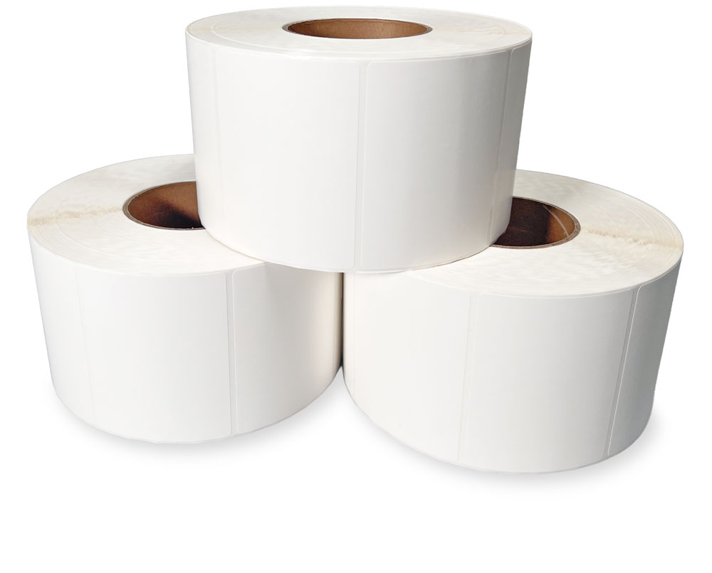 Rolls of 4 x 3 Top Coated Direct Thermal Labels - White
