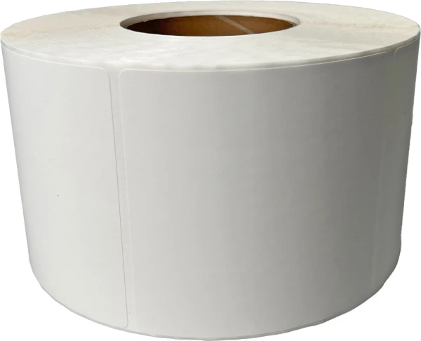 4 x 4 White Thermal Transfer Labels on Its Side Roll of 4 x 4 Thermal Transfer Labels - White