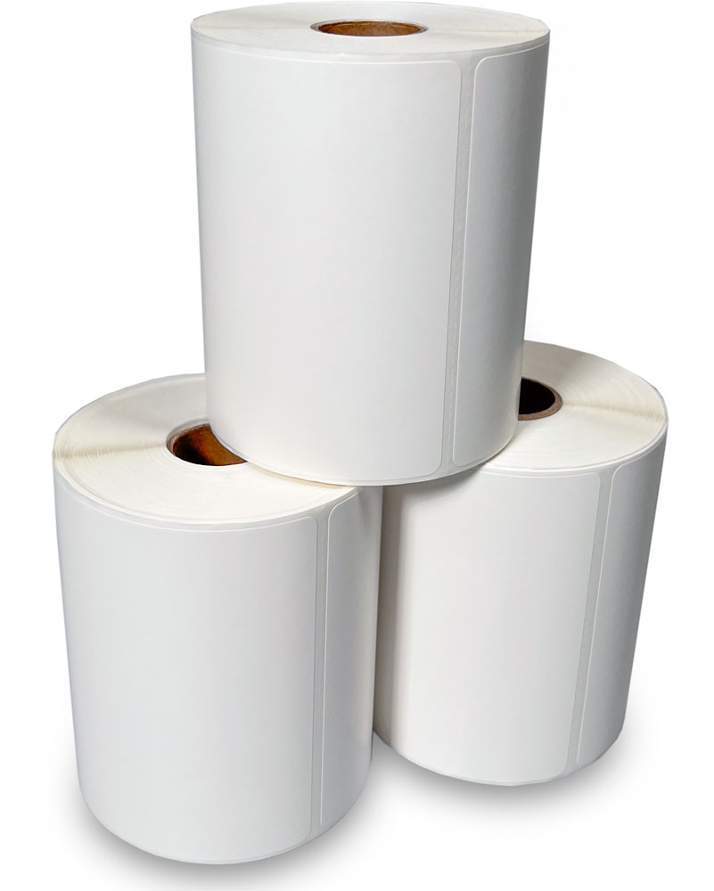 Rolls of 4 x 6 Top Coated Direct Thermal Labels - White - 1 inch Core