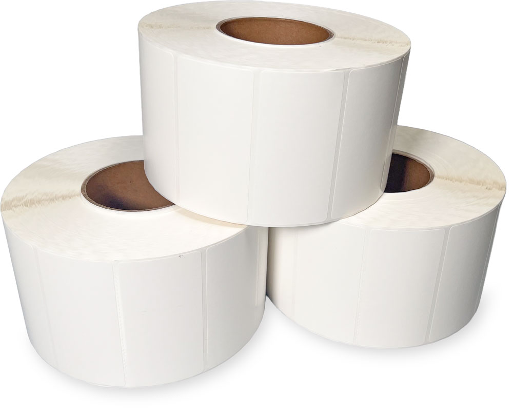 Rolls of 4 x 2 Top Coated Direct Thermal Labels - White