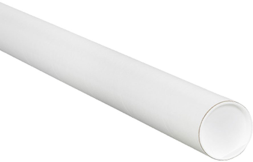 1.5x18 White Round Cardboard Mailing Tubes and End Caps