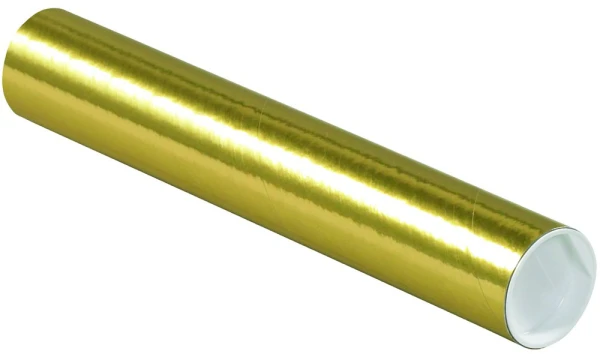 2 x 12 Gold Round Cardboard Mailing Tubes 2 x 12 Round Cardboard Mailing Tubes and End Caps