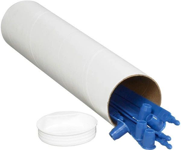 2" x 6" White Round Cardboard Mailing Tubes and End Caps - Interplas