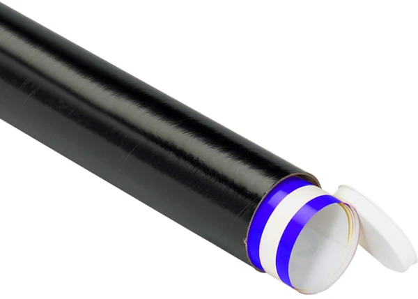 2 x 12 Black Round Cardboard Mailing Tubes 2 x 12 Round Cardboard Mailing Tubes and End Caps with a poster