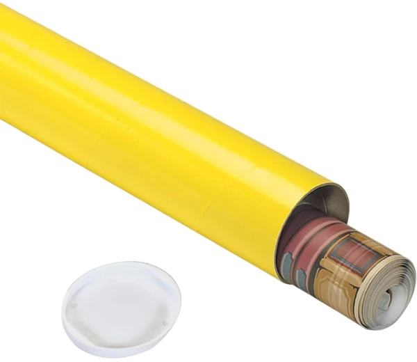 2 x 12 Yellow Round Cardboard Mailing Tubes 2x12 Round Cardboard Mailing Tubes and End Caps