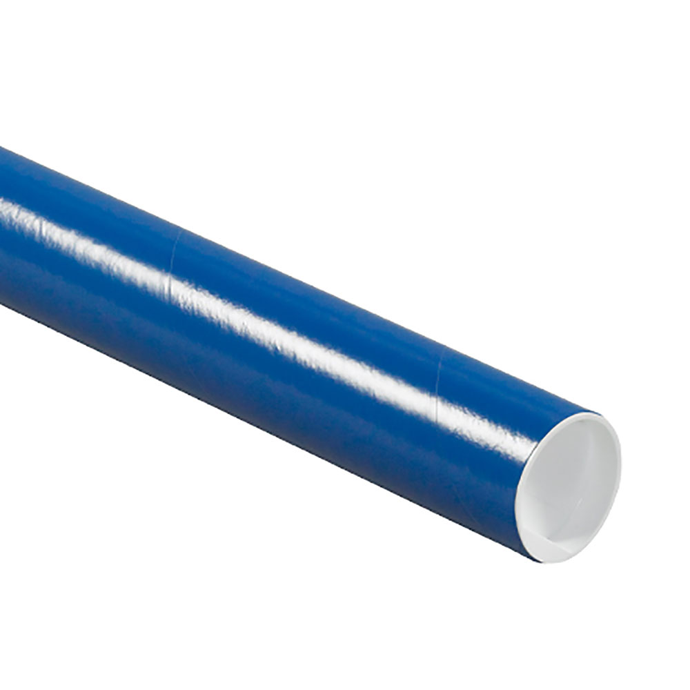 3" x 24" Blue Round Cardboard Mailing Tubes and End Caps