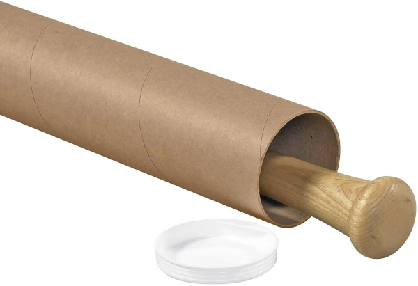 3 x 42 Kraft Round Cardboard Mailing Tubes with Product 3" x 42" Round Cardboard Mailing Tubes and End Caps with Baseball Bat