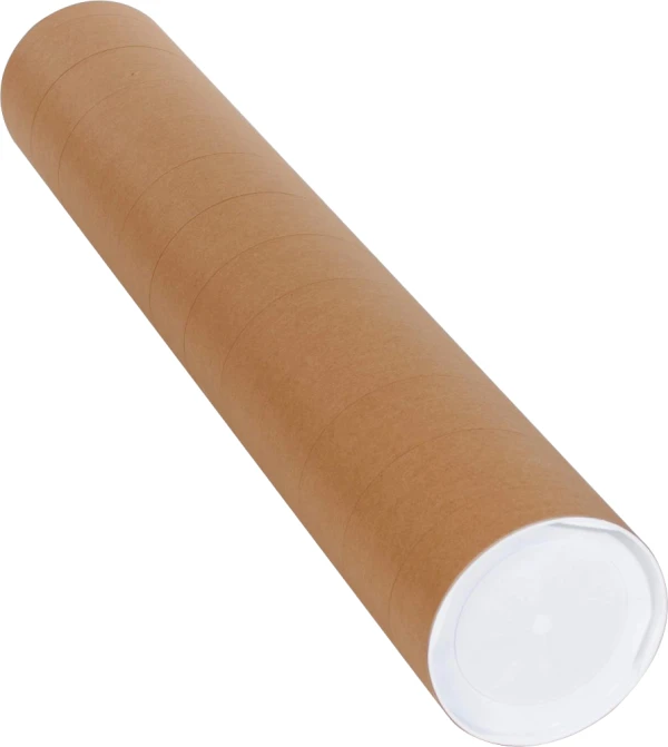 4 x 24 Kraft Round Cardboard Mailing Tubes and End Caps Round Kraft 4 x 24 Cardboard Mailing Tubes with End Caps