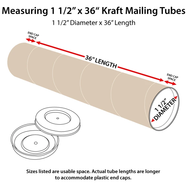 How to measure 1.5 x 36 Kraft Round Cardboard Mailing Tubes How to mesure 1.5x36 Round Cardboard Mailing Tubes and End Caps