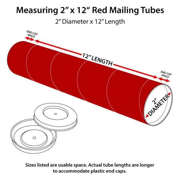 How to measure 2 x 18 Red Round Cardboard Mailing Tubes How to measure 2x18 Round Red Cardboard Mailing Tubes and End Caps
