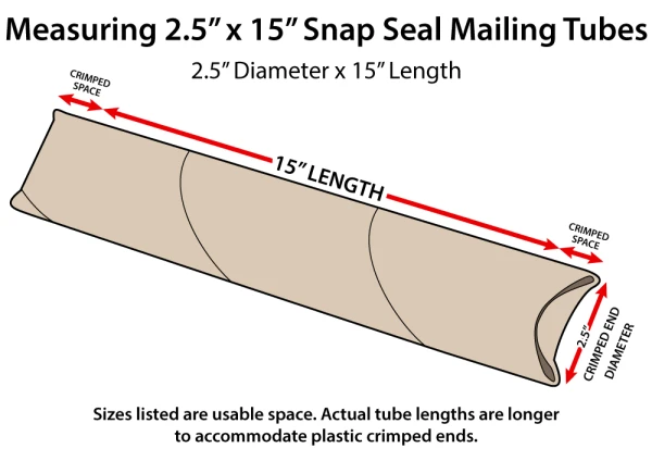 How to measure 2.5 x 15 Snap Seal Mailing Tubes How to measure 2 1/2 x 15 Snap Seal Mailing Tubes - Crimped End Mailing Tube