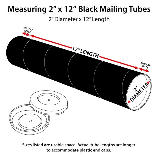 How to measure a 2 x 12 Black Round Cardboard Mailing Tubes How to measure a 2 x 12 Round Cardboard Mailing Tubes and End Caps