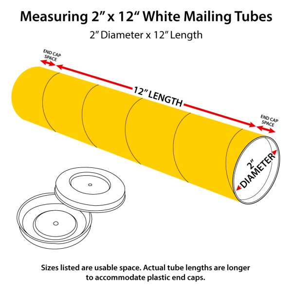 How to measure 2 x 12 Yellow Round Cardboard Mailing Tubes How to measure 2x12 Round Cardboard Mailing Tubes and End Caps