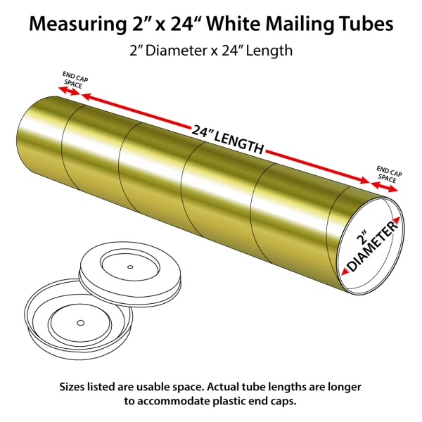 How to measure 2 x 12 Gold Round Cardboard Mailing Tubes How to measure 2 x 12 Round Cardboard Mailing Tubes and End Caps