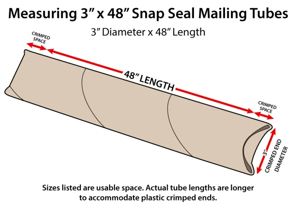 How to measure a 3 x 48 crimped end snap seal mailing tube How to measure a 3 x 48 crimped end snap seal mailing tube