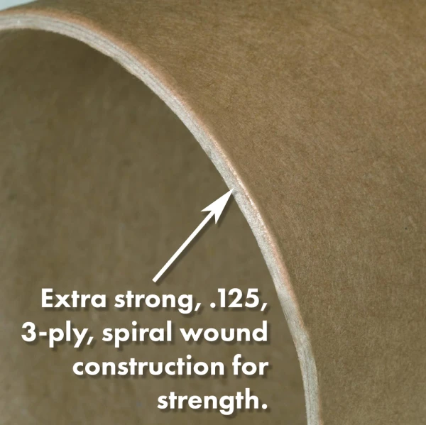 Wall thickness of 3 ply .125 Inch Heavy Duty Round Cardboard Mailing Tube Wall thickness of 3 ply .125 Inch Heavy Duty Round Cardboard Mailing Tube