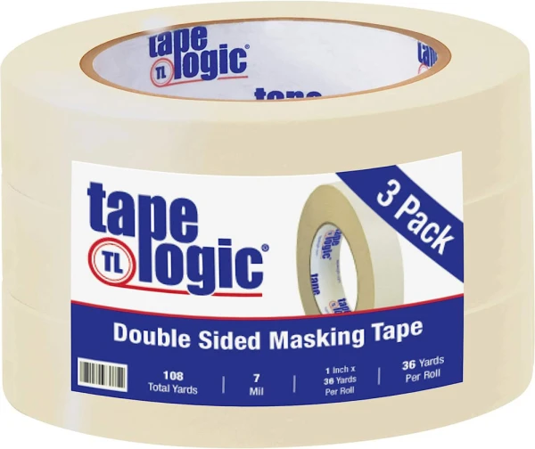 1 x 36 yds Double Sided Masking Tape - 3/pack Crepe 1" x 36 yds 7 mil Double Side Masking Tape - 3 Roll Pack