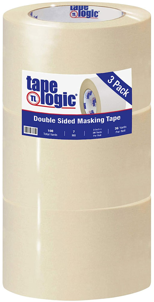 3 inch x 36 yds Double Sided Masking Tape - 3/pack Crepe 3 inch x 36 yds 7 mil Double Side Masking Tape - 3 Roll Pack