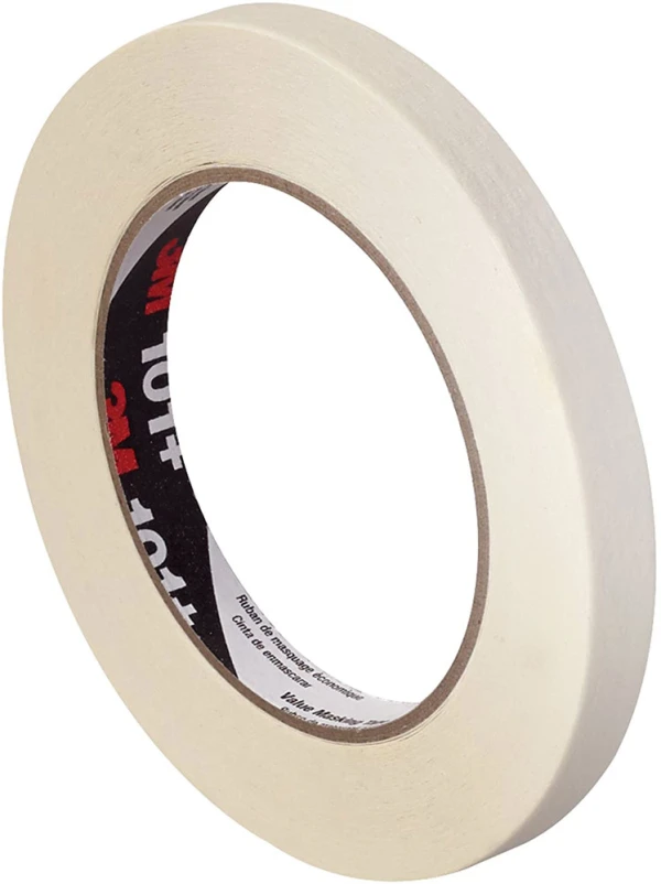 3M 101 12 mm x 55 m Value Masking Tape - 5.1 Mil 3M 101 1/2 x 60 yd 5.1 mil Value Masking Tape