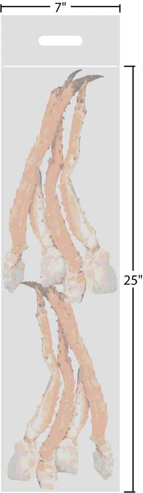 7 x 25 Zip Locking Crab Leg Bag with Die Cut Handle Measurements 7 x 25 Zip Locking Crab Leg Bag with Die Cut Handle Measurements