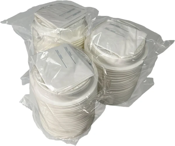 6.5 x 15 Disposable Emesis Bags in Bags or Inner Packs 6.5 x 15 Disposable Vomit Bags Stacked and Packaged Into Individual Bags
