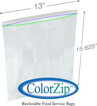 13x15-5/8 2 Gallon Storage Bag 2.7Mil ColorZip Reclosable Food Service MiniGrip