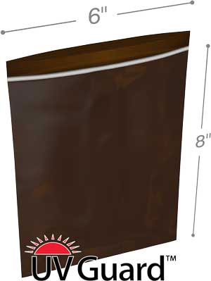 Amber UV Protective Bags 6x8 3Mil MiniGrip Reclosable 