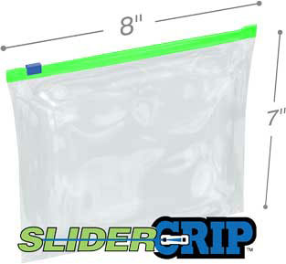 8x7 2.7mil Quart Size SliderGrip Zipper Bags - 250 per case