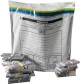 24 x 24 secur-pak bank deposit bags with wrapped stacks of money