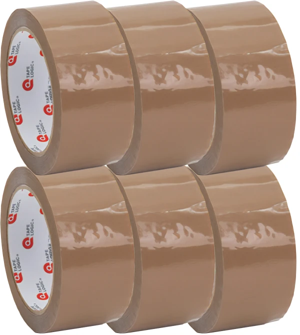2 inch x 110 yds Tan PVC Natural Rubber - 6/Pack Tan 2 in x 110 yds 2.1 mil PVC Natural Rubber Tape - 6/Pack