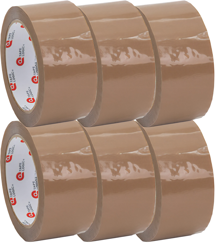 Tan 2 in x 110 yds 2.1 mil PVC Natural Rubber Tape - 6/Pack