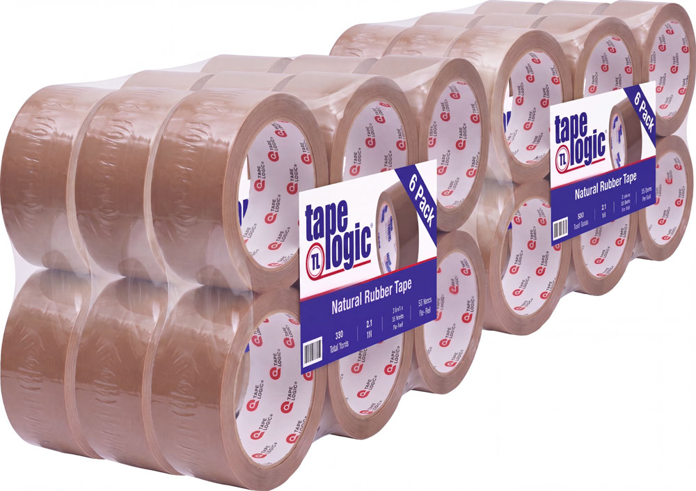 Case of 36 Rolls of Tan 2 in x 55 yds 2.1 mil PVC Natural Rubber Tape