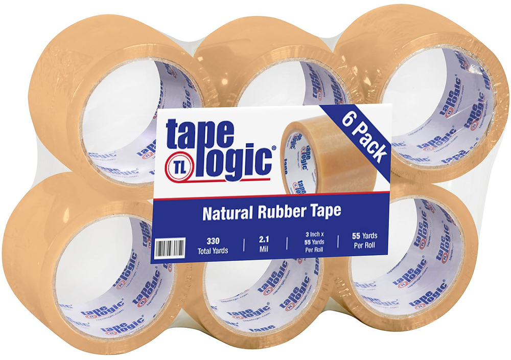 Clear 3 x 55 yds 2.1 mil PVC Natural Rubber Tape - 6/Pack