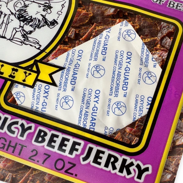 Oxy-Guard Oxygen Absorbing Packets 300cc in Beef Jerky Bag Oxy-Guard Oxygen Absorbing Packets 300cc in Beef Jerky Bag